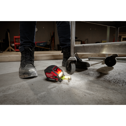 Milwaukee 48-22-0428 25ft Compact Wide Blade Magnetic Tape Measure w/ Rechargeable 100L Light - Edmondson Supply