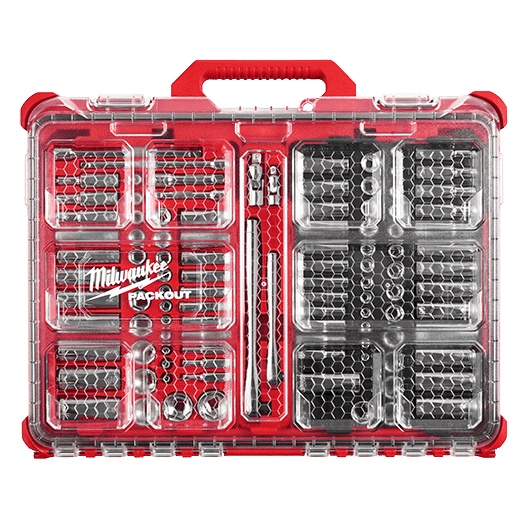 Milwaukee 48-22-9486 1/4" & 3/8” Drive 106pc Ratchet & Socket Set with PACKOUT Low-Profile Organizer - SAE & Metric
