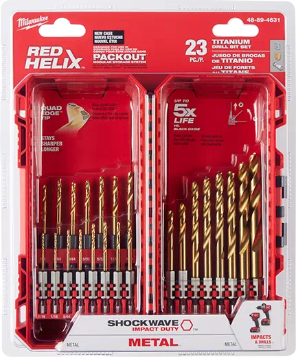 Milwaukee 48-89-4631 SHOCKWAVE Impact Duty™ RED HELIX™ Titanium Drill Bit Set - 23PC - Edmondson Supply