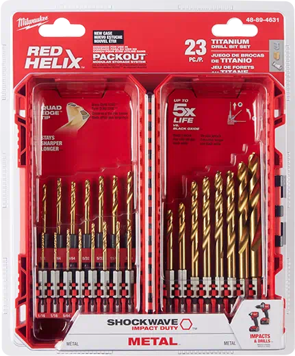 Milwaukee 48-89-4631 SHOCKWAVE Impact Duty™ RED HELIX™ Titanium Drill Bit Set - 23PC