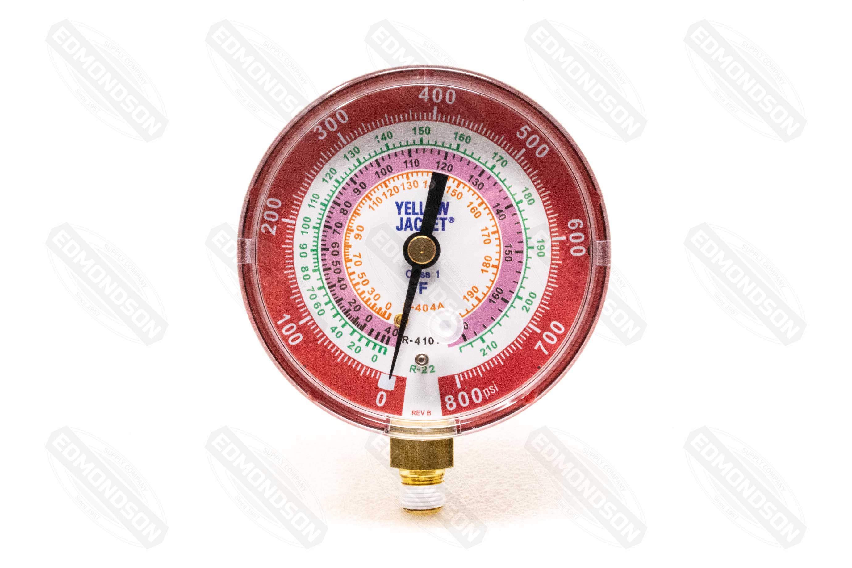 Yellow Jacket 49137 3-1/8" Dry Manifold Gauge, Red, 0-800 psi, R-22/404A/410A - Edmondson Supply