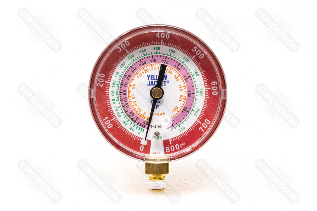 Yellow Jacket 49137 3-1/8" Dry Manifold Gauge, Red, 0-800 psi, R-22/404A/410A
