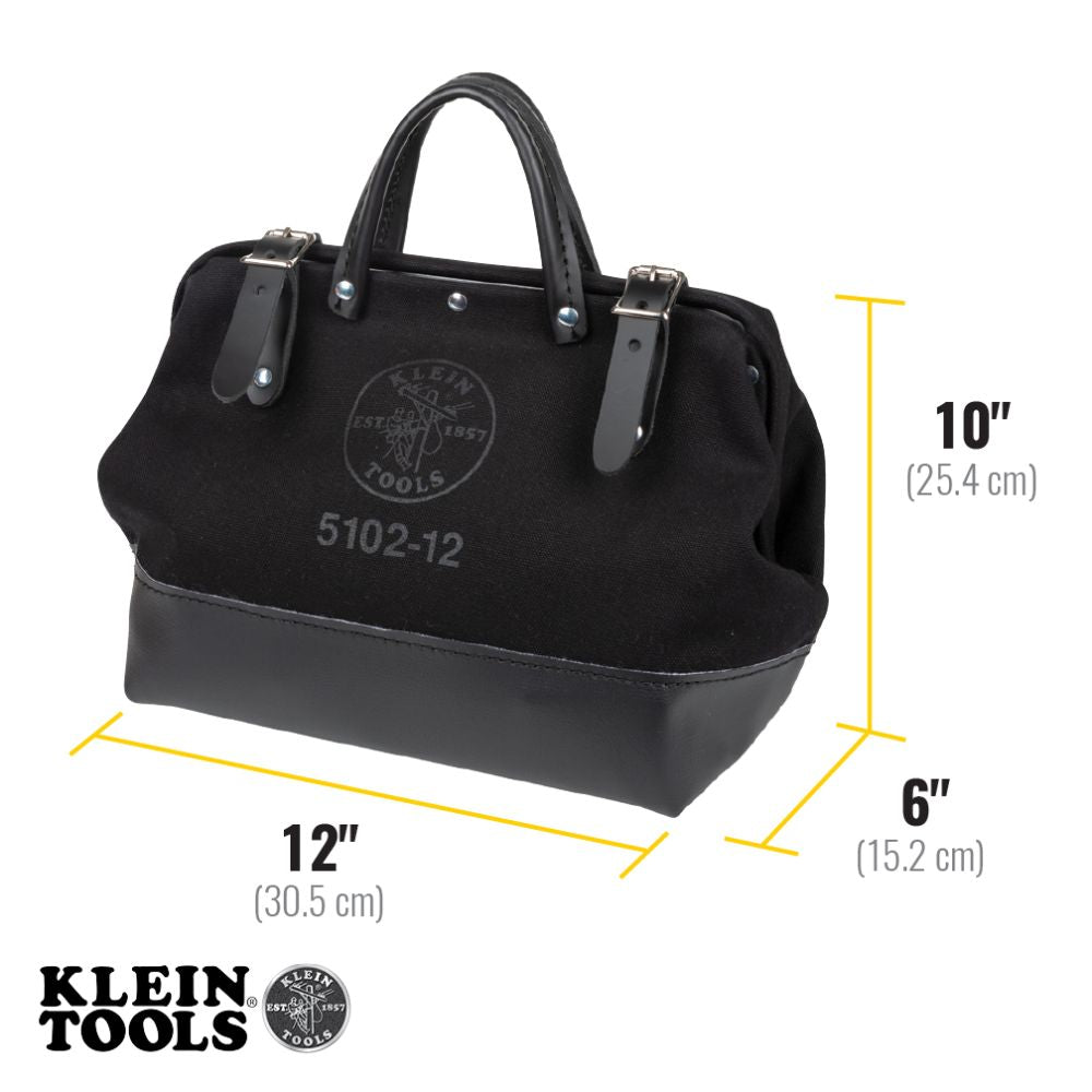 Klein Tools 510212BLK Tool Bag, Black Canvas, 12-Inch - Edmondson Supply