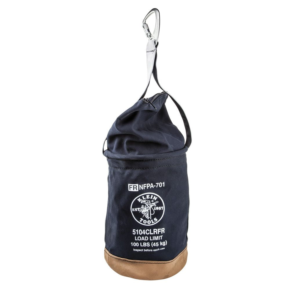 Klein Tools 5104CLRFR Canvas Bucket, Flame-Resistant, Top Closing, 12-Inch - Edmondson Supply