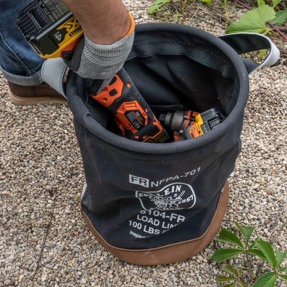 Klein Tools 5104FR Canvas Bucket, Flame-Resistant, 12-Inch - Edmondson Supply