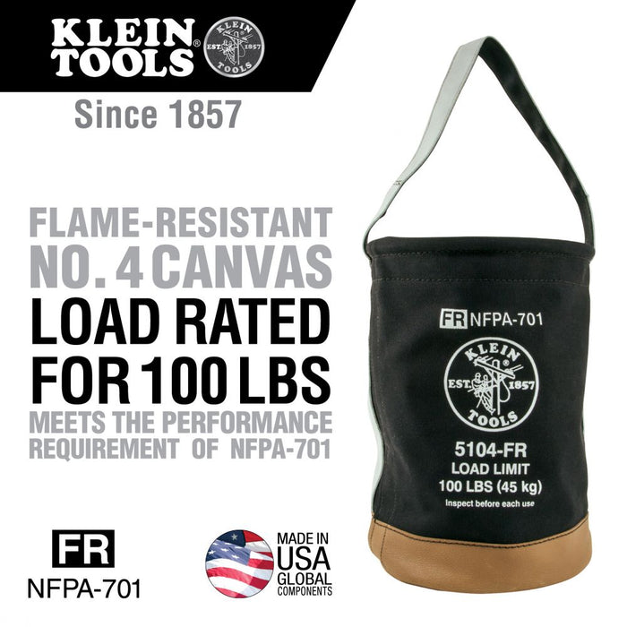 Klein Tools 5104FR Canvas Bucket, Flame-Resistant, 12-Inch - Edmondson Supply