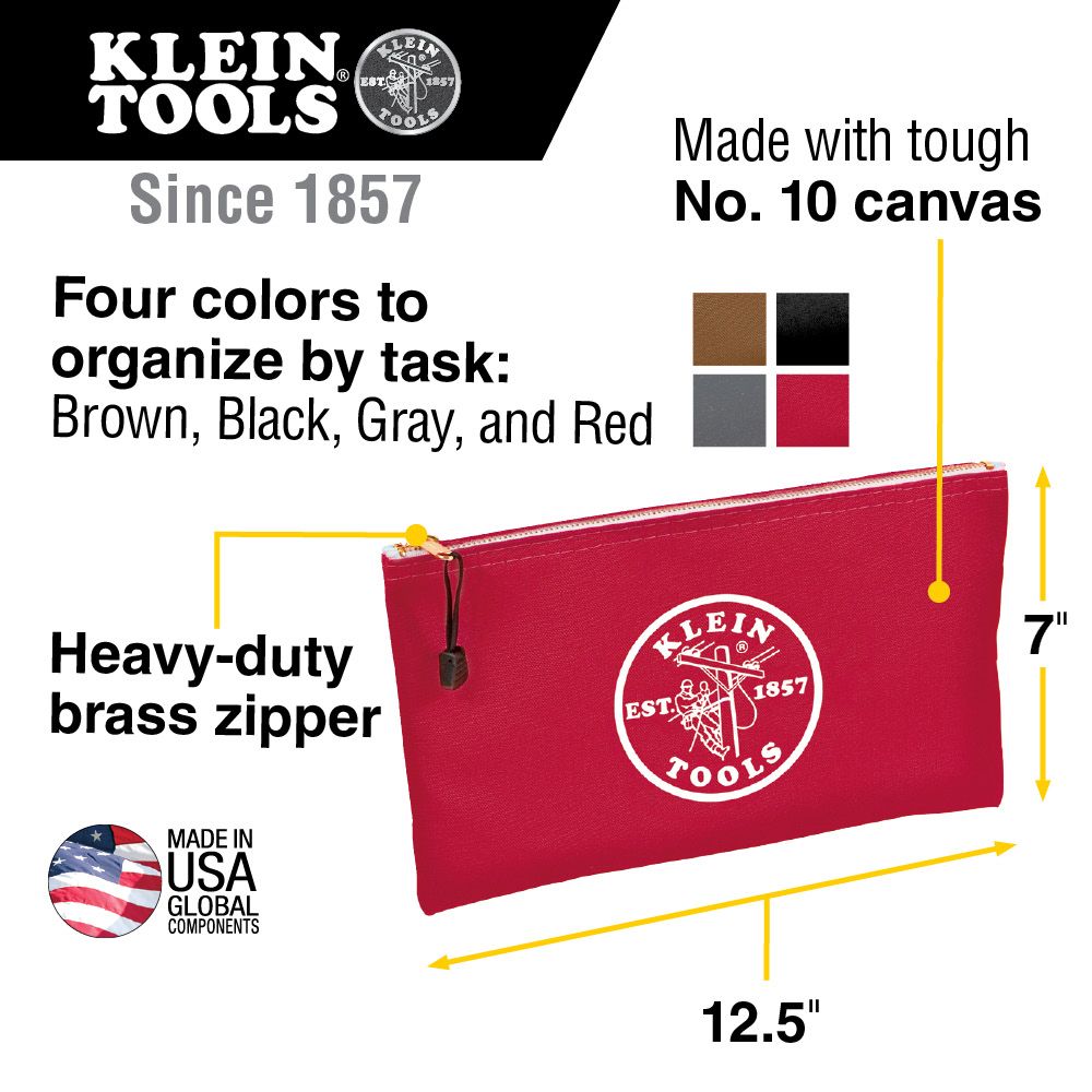 Klein Tools 5141 Canvas Bag 4 Pk Brown/Black/Gray/Red - Edmondson Supply
