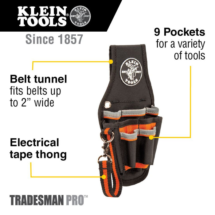 Klein Tools 5240 Tradesman Pro™ Tool Pouch, 9 Pockets, 10.25 x 5.5 x 10.25-Inch