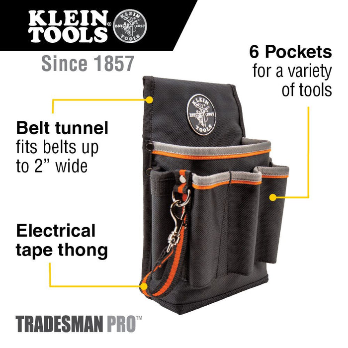 Klein Tools 5241 Tradesman Pro™ Tool Pouch, 6 Pockets, 10.25 x 6.75 x 10.25-Inch - Edmondson Supply