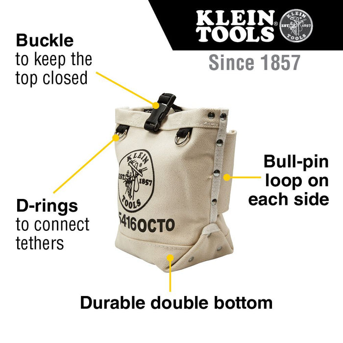 Klein Tools 5416OCTO Tool Bag, Bull-Pin and Bolt Pouch, Loop Connect, 5 x 5 x 9-Inch - Edmondson Supply