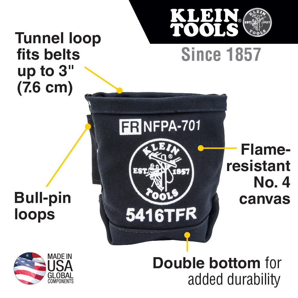 Klein Tools 5416TFR Tool Bag, Flame Resistant Bolt Bag, No. 4 Canvas, 5 x 10 x 9-Inch - Edmondson Supply
