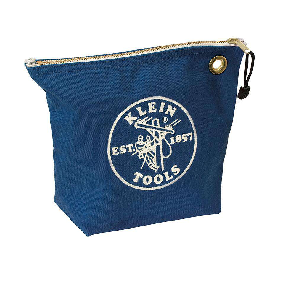 Klein Tools 5539BLU Zipper Bag, Canvas Consumables Tool Pouch, Blue - Edmondson Supply