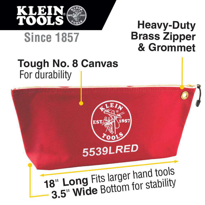 Klein Tools 5539LRED Canvas Bag with Zipper, Large Red - Edmondson Supply