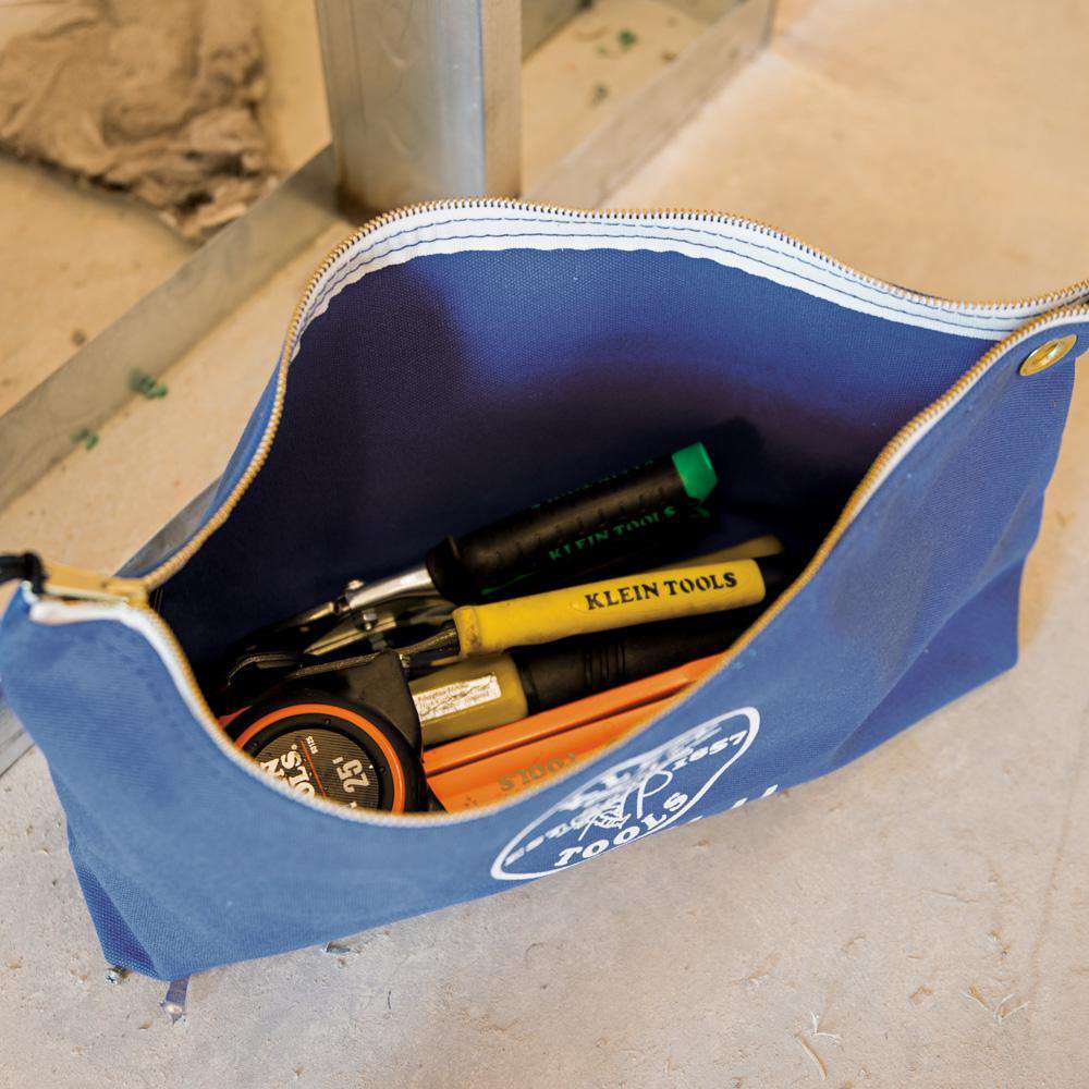 Klein Tools 5539LBLU Canvas Bag with Zipper, Large Blue - Edmondson Supply