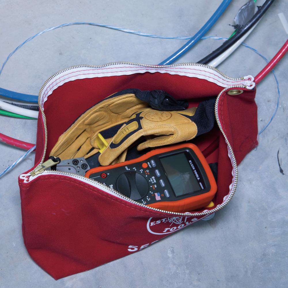 Klein Tools 5539LCPAK Canvas Bags with Zipper, Large Assorted Colors, 3 Pack - Edmondson Supply