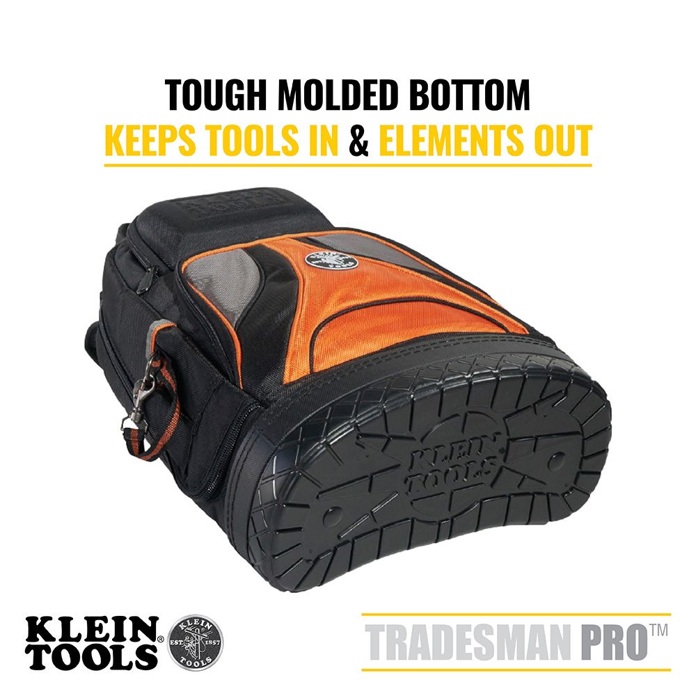 Klein Tools 55421BP-14 Tradesman Pro™ Tool Bag Backpack, 39 Pockets, Black, 14-Inch - Edmondson Supply