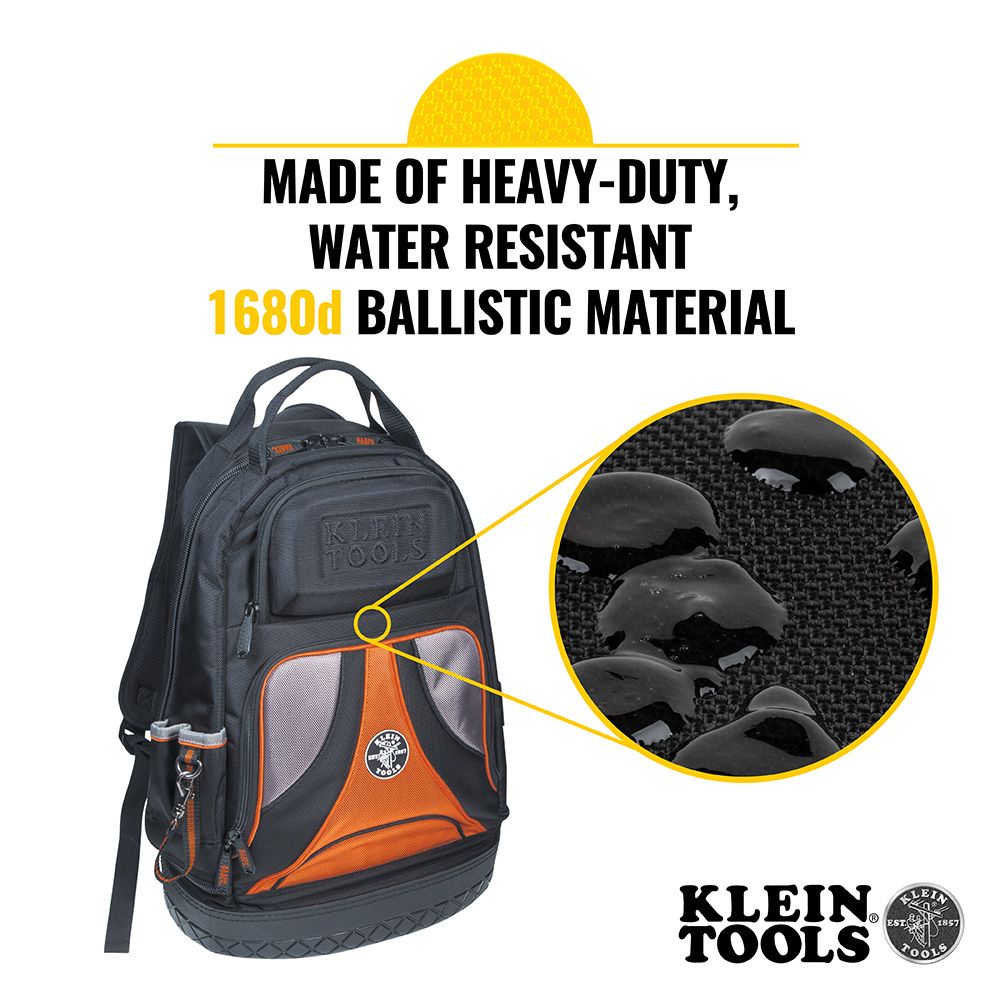 Klein Tools 55421BP-14 Tradesman Pro™ Tool Bag Backpack, 39 Pockets, Black, 14-Inch - Edmondson Supply