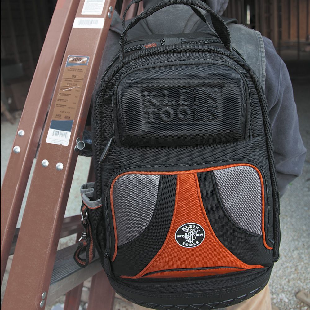 Klein Tools 55421BP-14 Tradesman Pro™ Tool Bag Backpack, 39 Pockets, Black, 14-Inch - Edmondson Supply