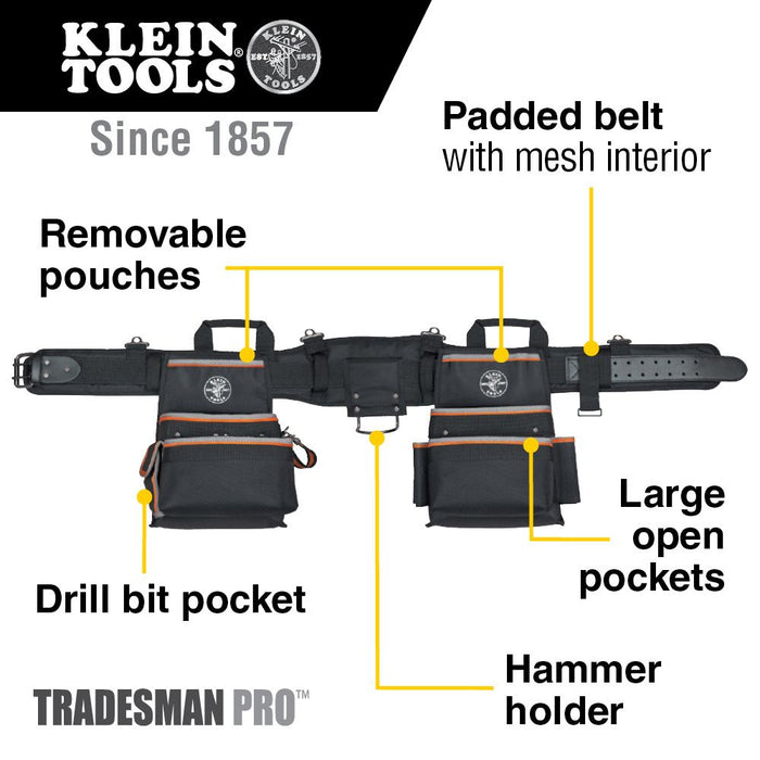 Klein Tools 55427 Tradesman Pro Electrician's Tool Belt Medium - Edmondson Supply