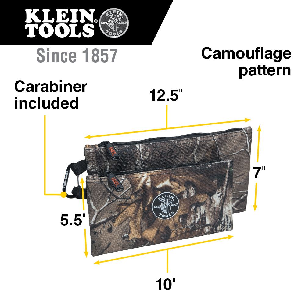 Klein Tools 55560 Camo Zipper Bags, 2-pack - Edmondson Supply