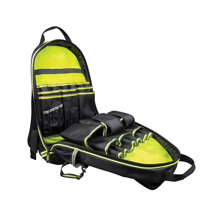 Klein Tools 55597 Tradesman Pro™ Tool Bag Backpack, 39 Pockets, High Visibility, 20-Inch