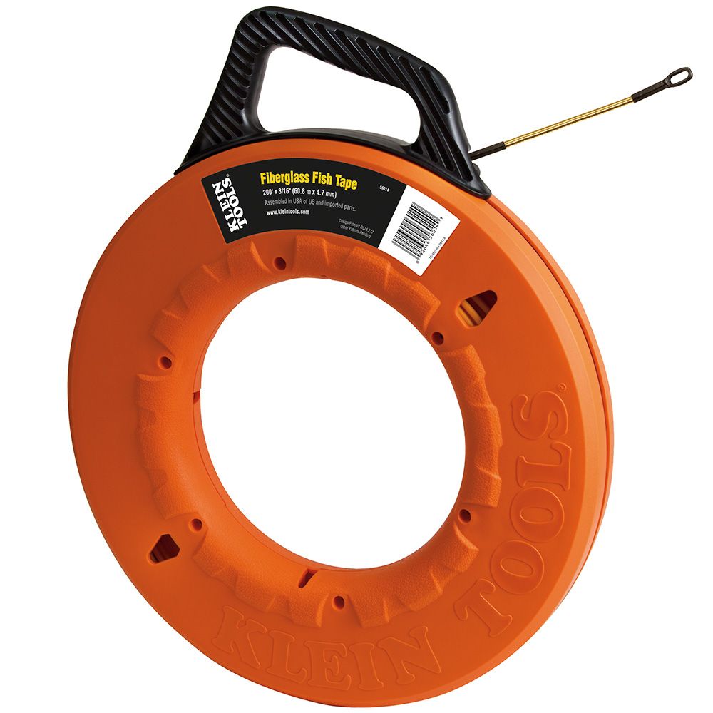 Klein Tools 56014 Fiberglass Fish Tape with Spiral Leader, 200-Foot - Edmondson Supply