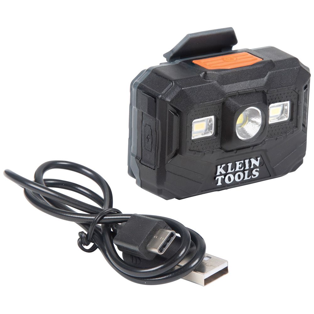 Klein Tools 60407RL Hard Hat, Vented, Full Brim with Rechargeable Headlamp, White - Edmondson Supply