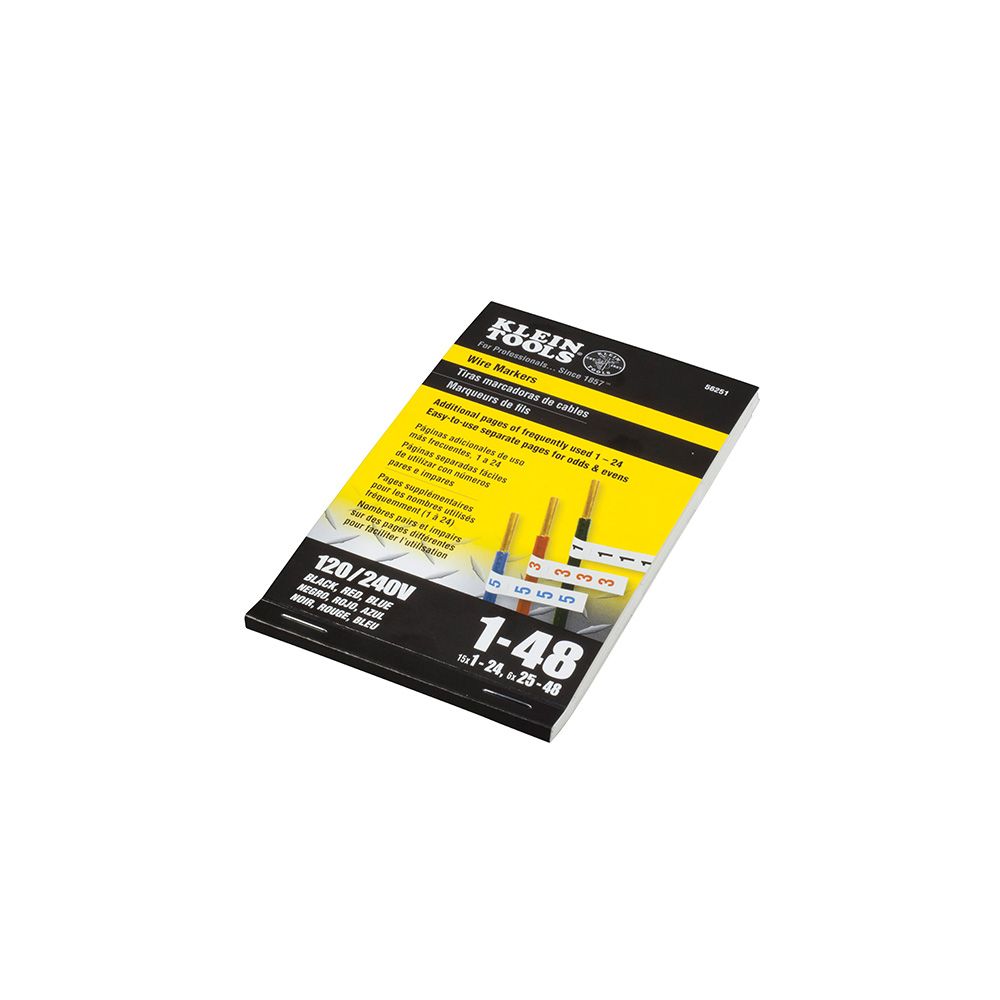 Klein Tools 56251 Wire Marker Book, 120/240V 3 Phase 1-48 - Edmondson Supply