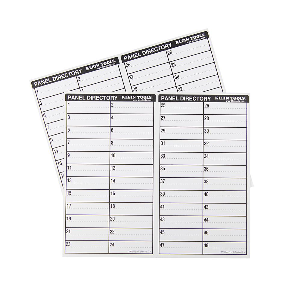 Klein Tools 56255 Wire Markers, Household Electric Panel w/Directory - Edmondson Supply