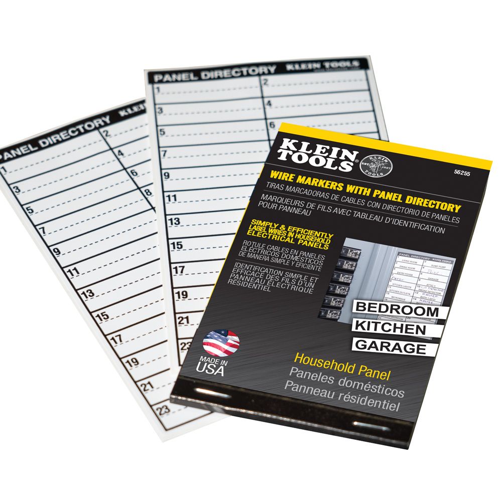 Klein Tools 56255 Wire Markers, Household Electric Panel w/Directory - Edmondson Supply