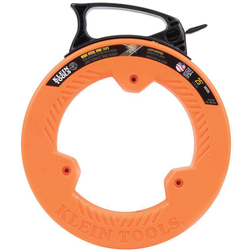 Klein Tools 56335 Wide Steel Fish Tape, 1/4-Inch x 25-Foot - Edmondson Supply