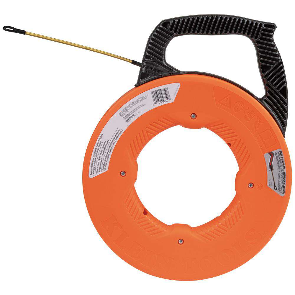 Klein Tools 56350 Fiberglass Fish Tape with Spiral Steel Leader, 50-Foot - Edmondson Supply