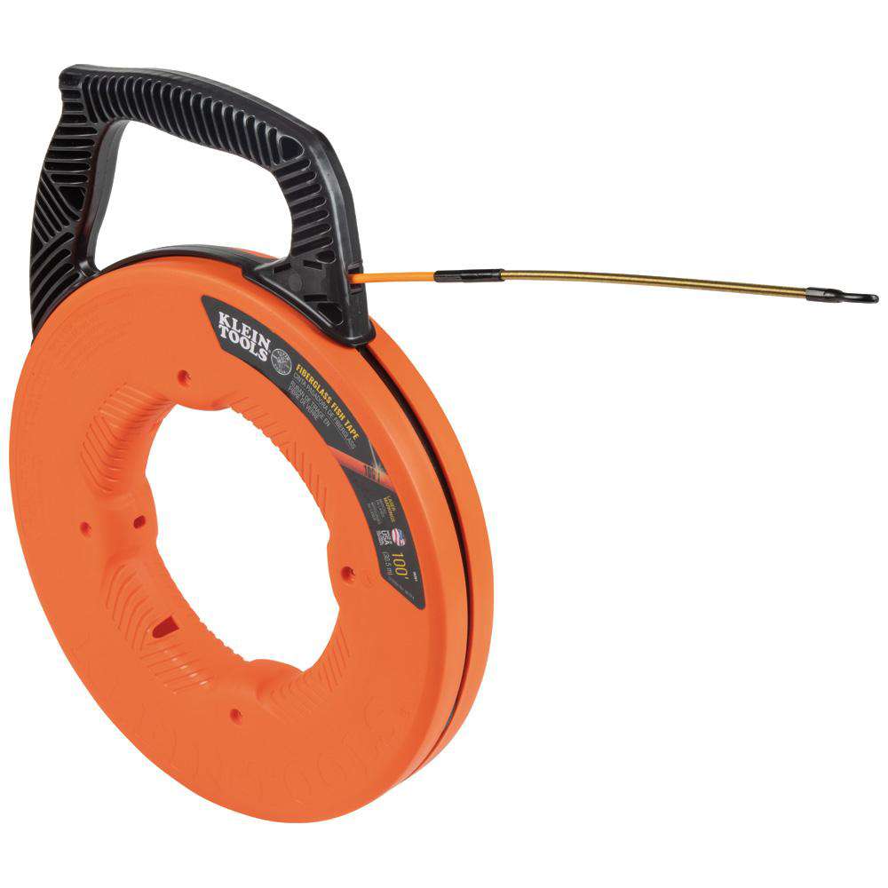Klein Tools 56351 Fiberglass Fish Tape with Spiral Steel Leader, 100-Foot - Edmondson Supply