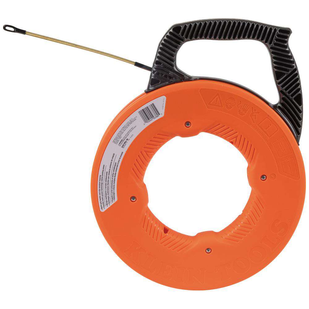 Klein Tools 56380 Multi-Groove Fiberglass Fish Tape with Spiral Steel Leader, 100-Foot - Edmondson Supply