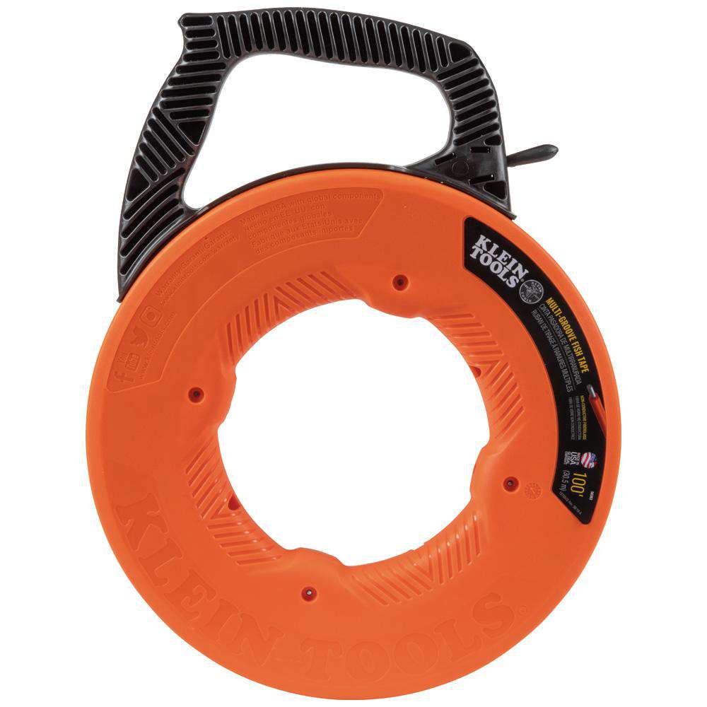 Klein Tools 56383 Multi-Groove Fiberglass Fish Tape with Nylon Tip, 100-Foot - Edmondson Supply