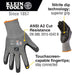 Klein Tools 60185 Work Gloves, Cut Level 2, Touchscreen, Large, 2-Pair - Edmondson Supply
