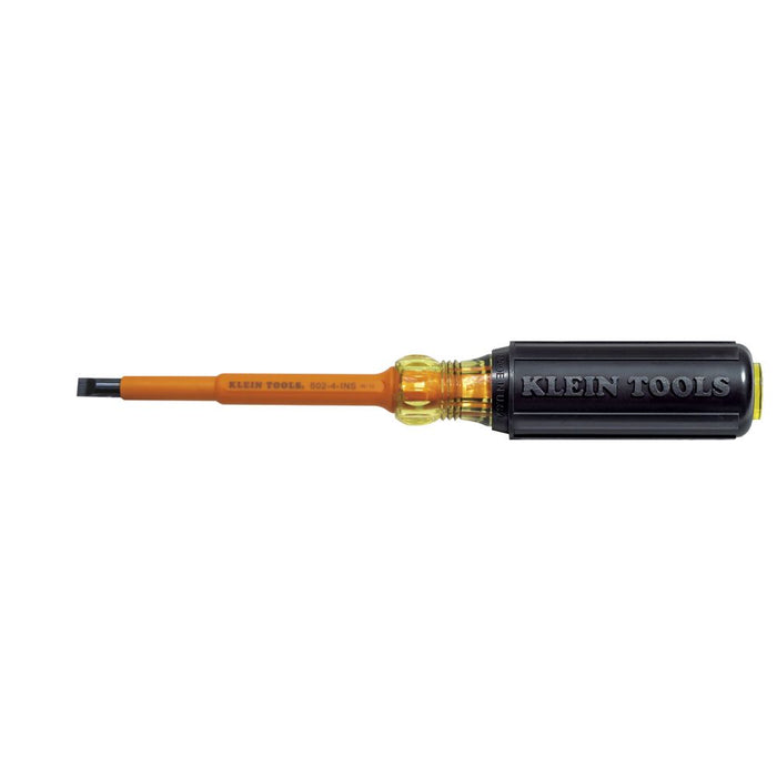 Klein Tools 602-4-INS 1/4-Inch Cabinet Tip Insulated Screwdriver, 4-Inch - Edmondson Supply