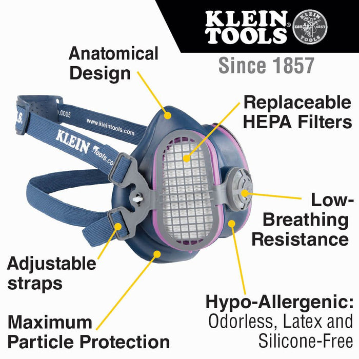 Klein Tools 60246 P100 Half-Mask Respirator, S/M
