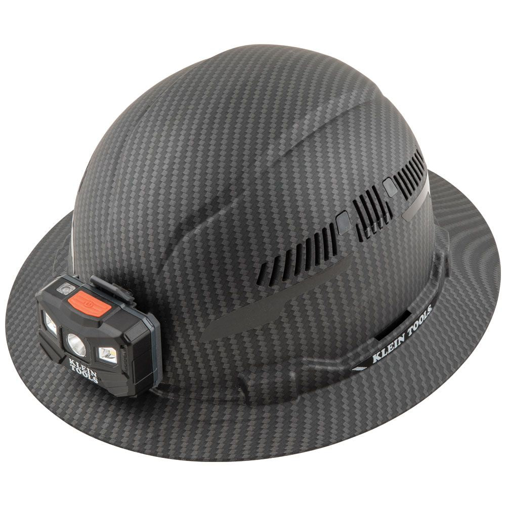 Klein Tools 60347 Hard Hat, Premium KARBN™ Pattern, Vented Full Brim, Class C, Lamp - Edmonson Supply