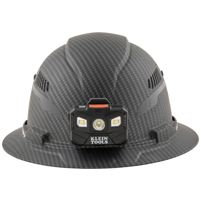Klein Tools 60347 Hard Hat, Premium KARBN™ Pattern, Vented Full Brim, Class C, Lamp