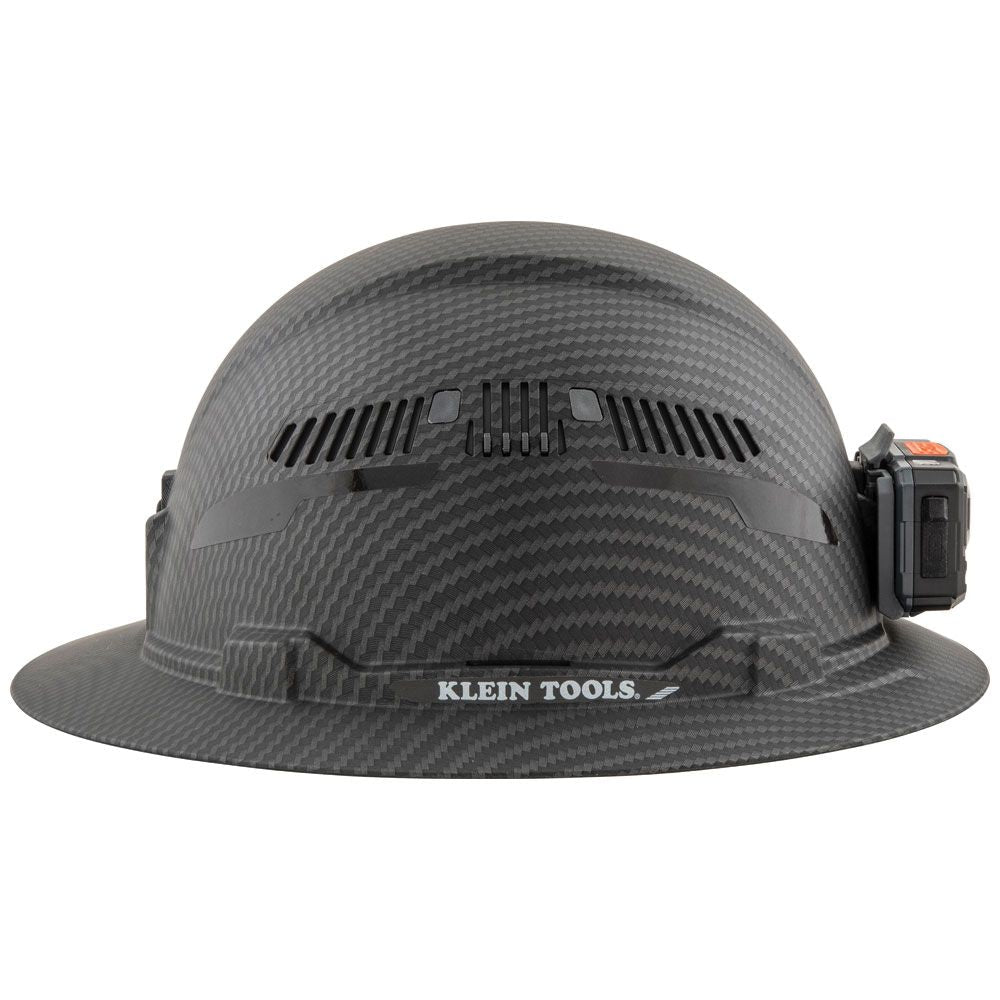 Klein Tools 60347 Hard Hat, Premium KARBN™ Pattern, Vented Full Brim, Class C, Lamp - Edmonson Supply