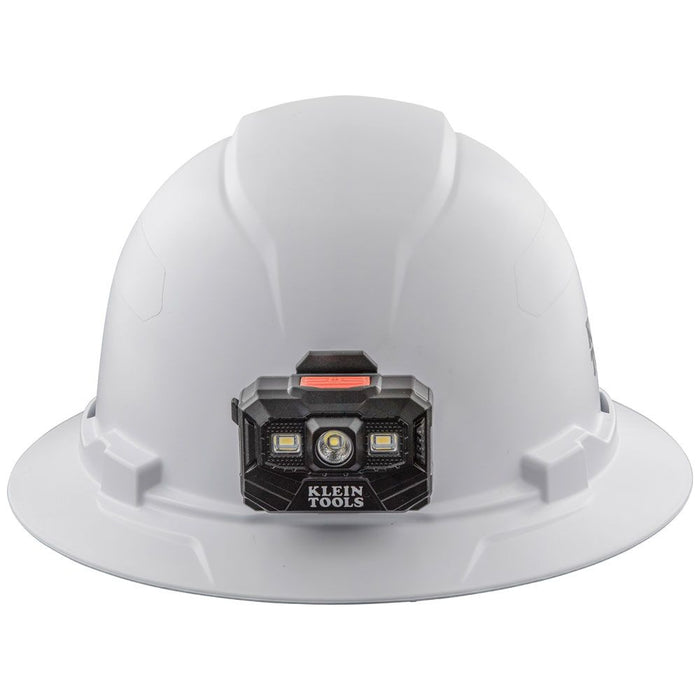 Klein Tools 60406RL Hard Hat, Non-Vented, Full Brim with Rechargeable Headlamp, White