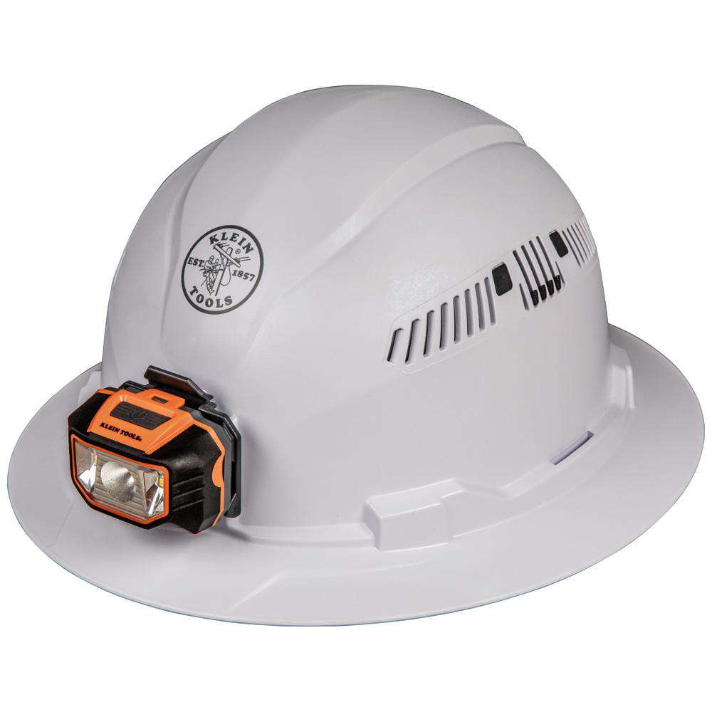 Klein Tools 60407 Hard Hat, Vented, Full Brim with Headlamp - Edmondson Supply