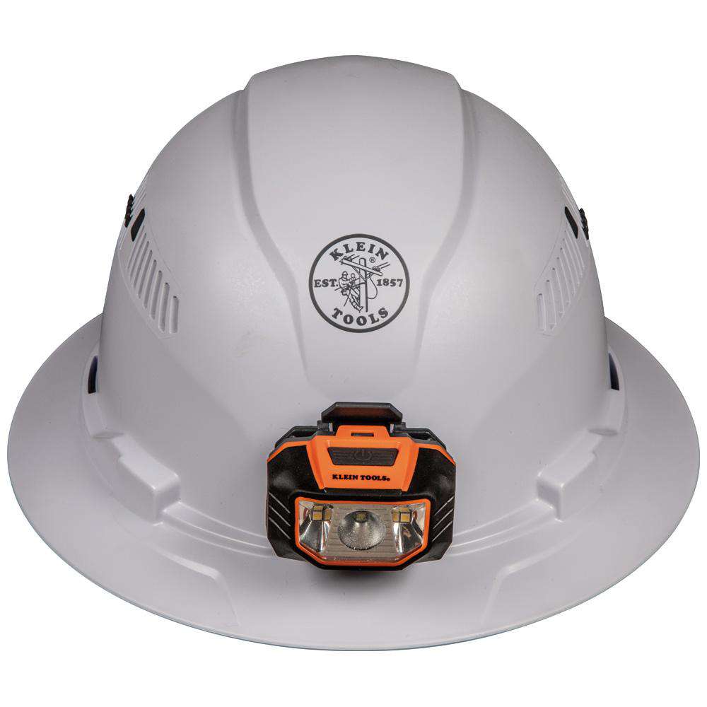 Klein Tools 60407 Hard Hat, Vented, Full Brim with Headlamp - Edmondson Supply