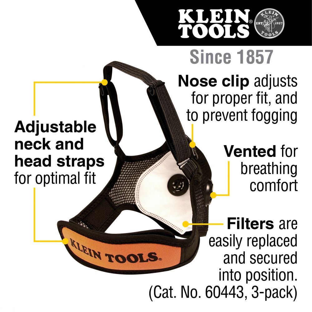 Klein Tools 60442 Reusable Face Mask with Replaceable Filters - Edmondson Supply