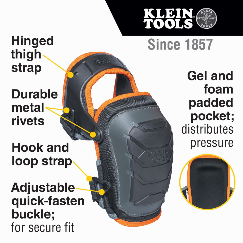 Klein Tools 60491 Heavy Duty Hinged Knee Pads - Edmondson Supply