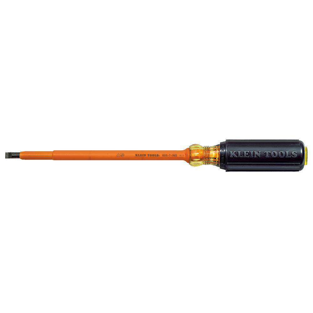 Klein Tools 605-7-INS Insulated 1/4-Inch Cabinet Tip Screwdriver, 7-Inch - Edmondson Supply