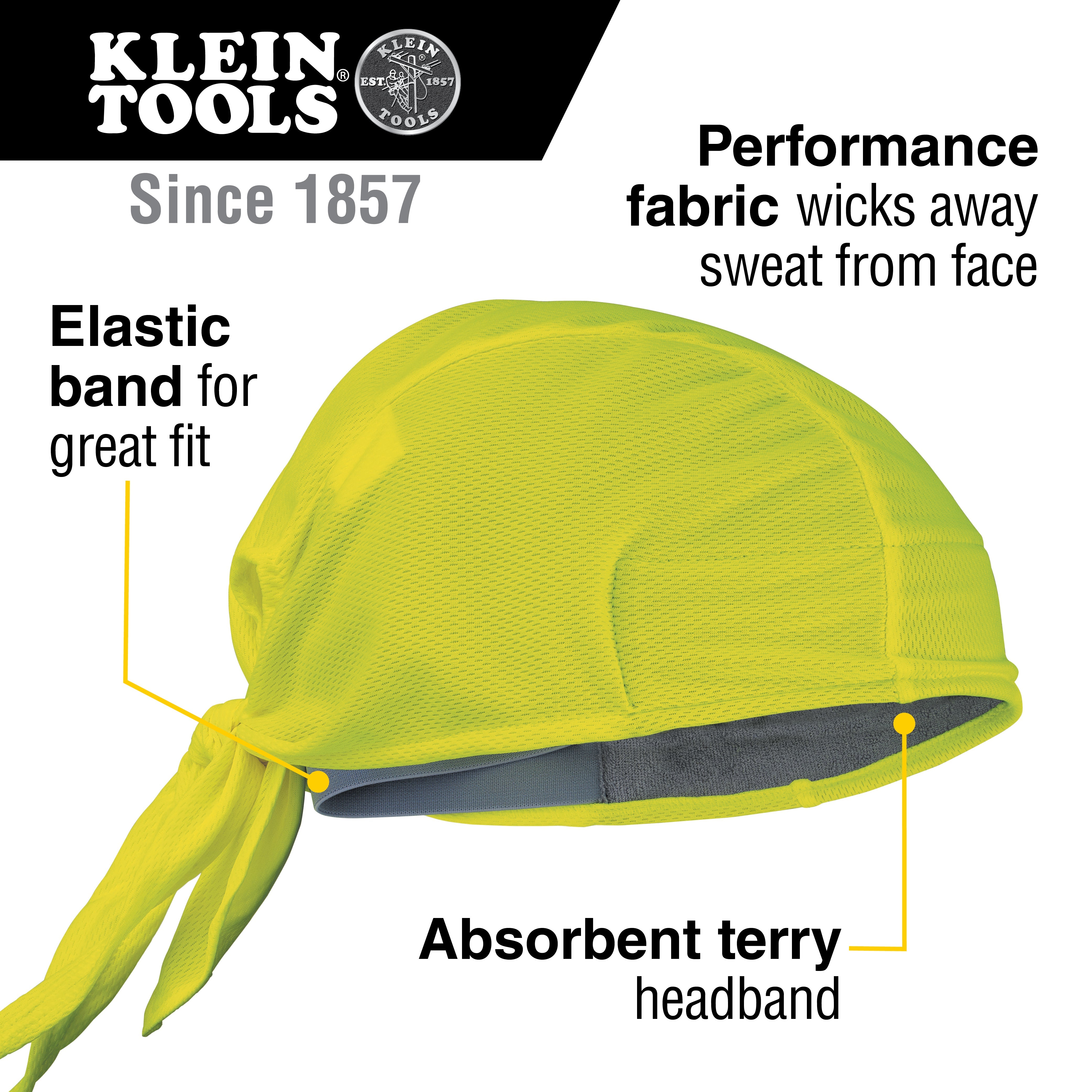 Klein Tools 60546 Cooling Do Rag, High-Visibility Yellow, 2-Pack - Edmondson Supply