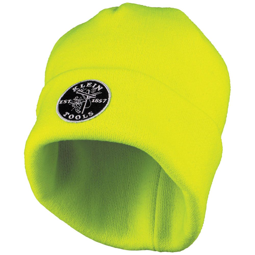 Klein Tools 60568 Heavy Knit Hat, High-Visibility Yellow, Patch Logo - Edmondson Supply