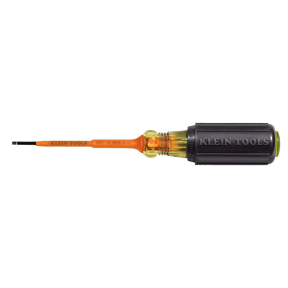 Klein Tools 607-3-INS Insulated Screwdriver, 3/32-Inch Cabinet, 3-Inch - Edmondson Supply